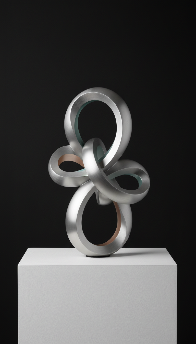 Brushed silver table sculpture